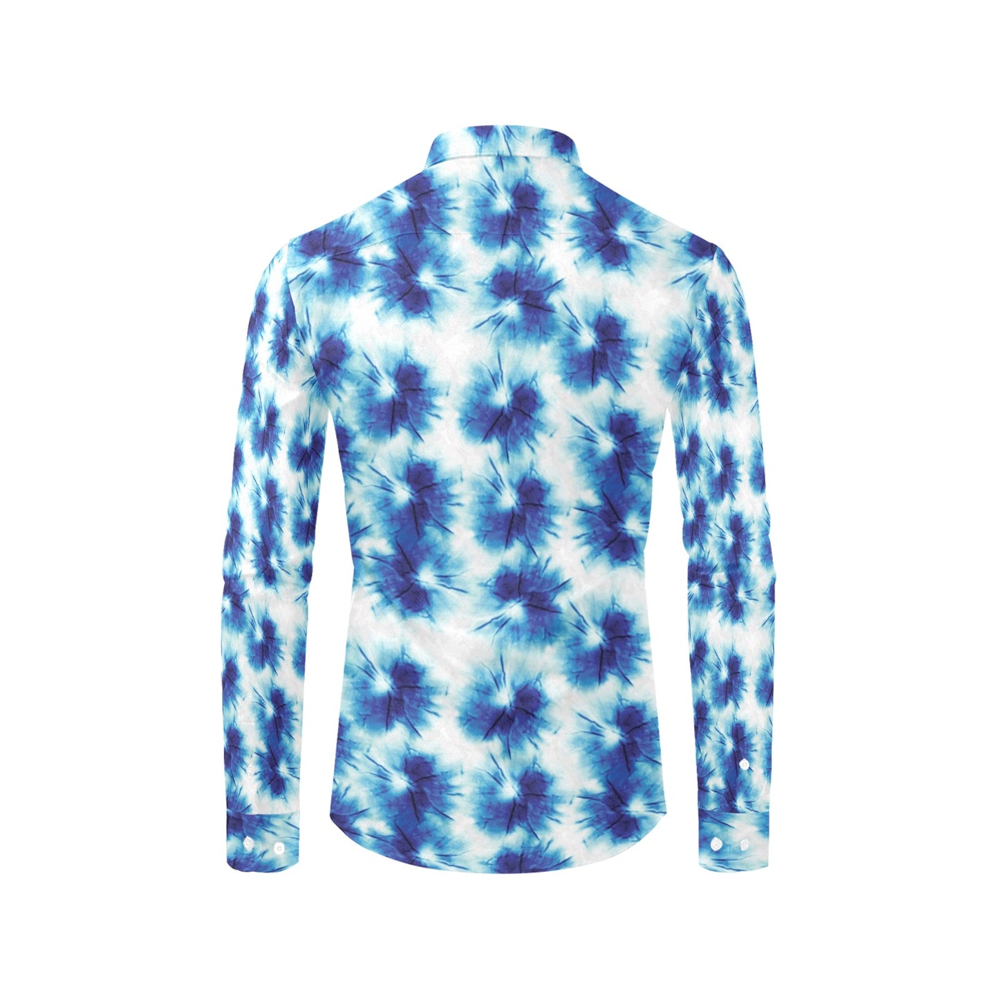 Tie Dye Blue Print Design LKS305 Men's Long Sleeve Dress Shirt