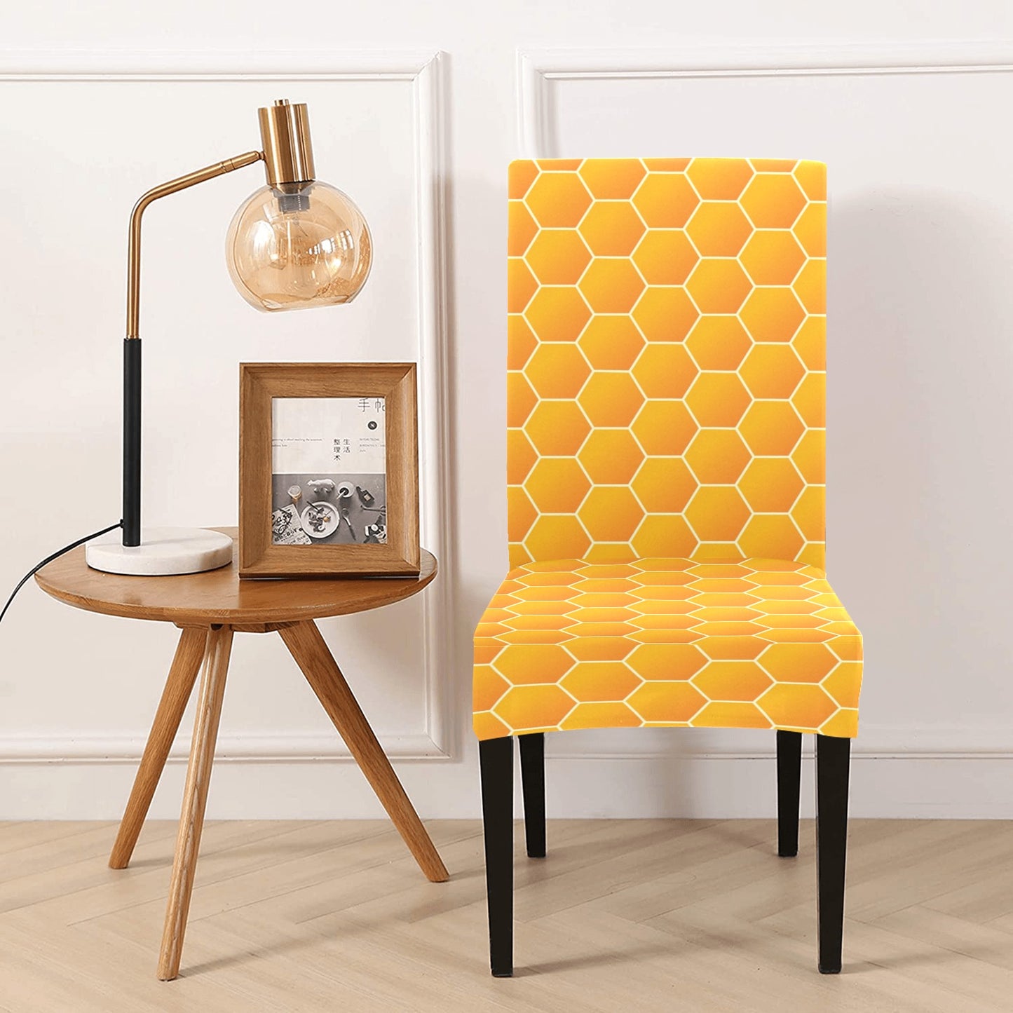 Honey Bee Honeycomb Print Design LKS3011 Dining Chair Slipcover