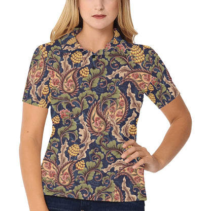 Floral Vintage Classic Print Women's Polo Shirt