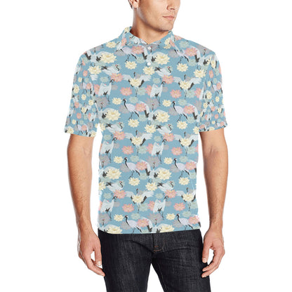 Water Lily Print Design LKS304 Men Polo Shirt