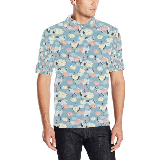 Water Lily Print Design LKS304 Men Polo Shirt