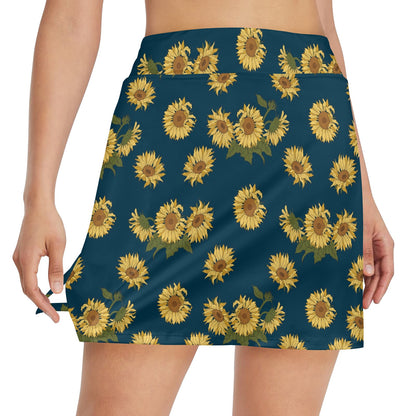 Sunflower Print Design LKS305 17" Golf & Pickleball Skort with Pockets