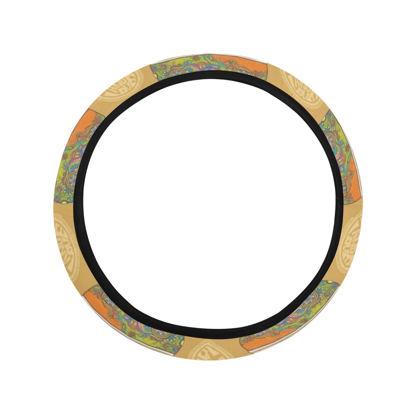 Hippie Van Print Design LKS304 Steering Wheel Cover with Elastic Edge