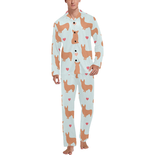 Pembroke Welsh Corgis Pattern Print Design A01 Men's Long Pajama Set