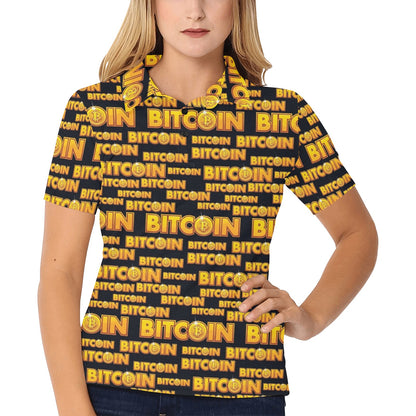 Bitcoin Pattern Print Design DO03 Women's Polo Shirt