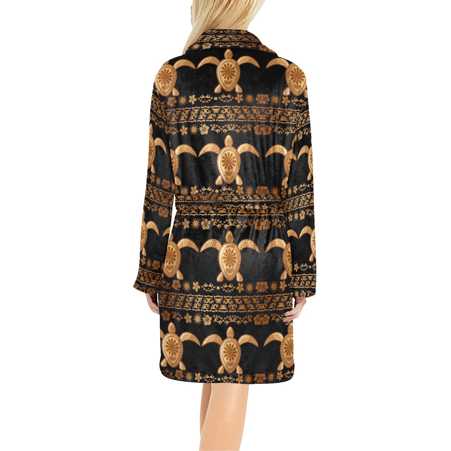 Tribal Sea turtle Polynesian Hawaiian Women's Fleece Robe
