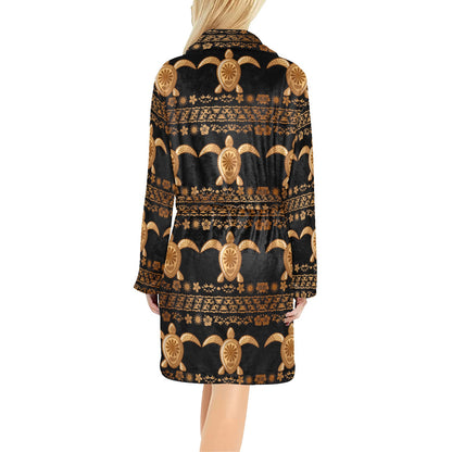 Tribal Sea turtle Polynesian Hawaiian Women's Fleece Robe
