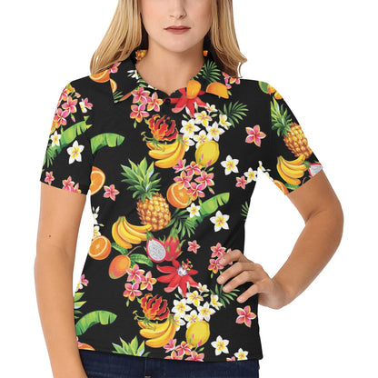Tropical Fruits Pattern Print Design TF02 Women's Polo Shirt