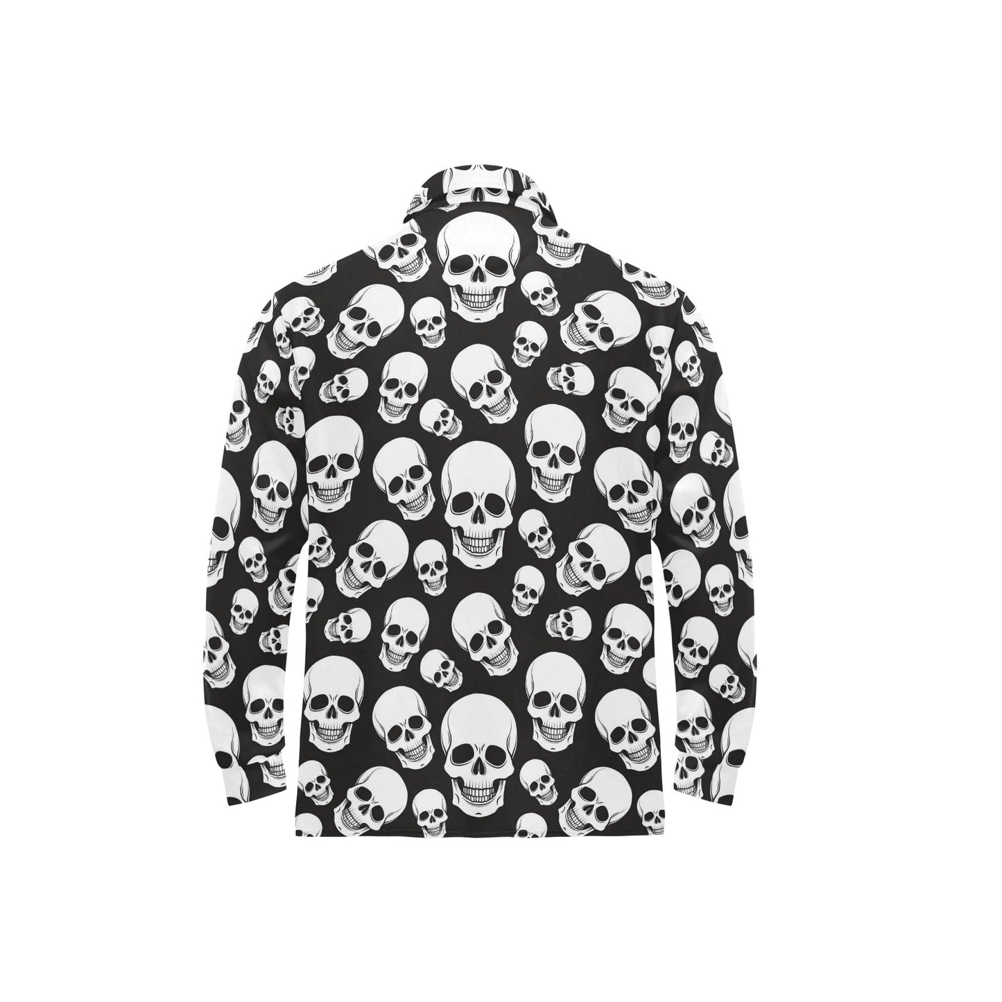 Skull Print Design LKS301 Long Sleeve Polo Shirt For Men's