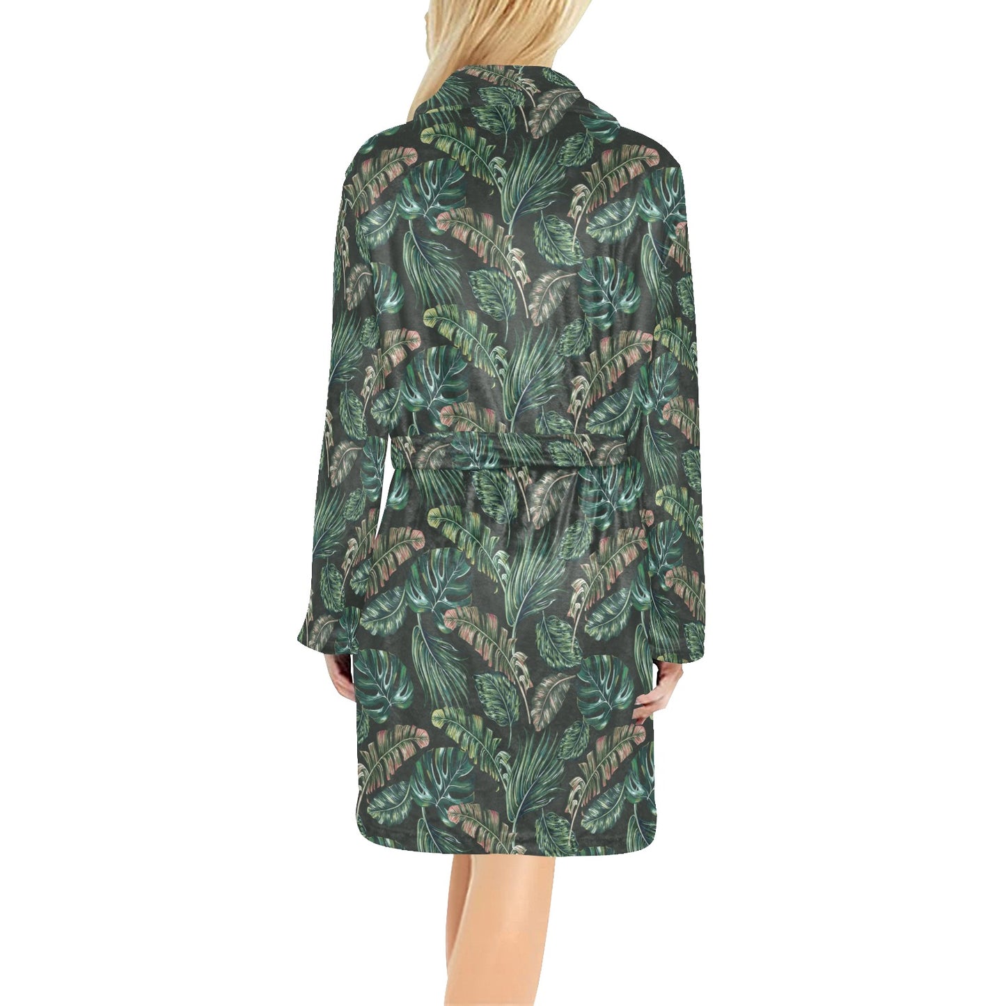 Banana Leaf Pattern Print Design 05 Women's Fleece Robe
