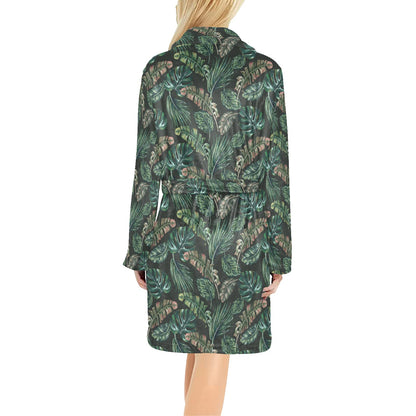 Banana Leaf Pattern Print Design 05 Women's Fleece Robe