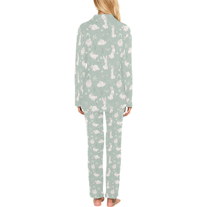 Bunny Pattern Print Design 03 Women's Long Pajama Set