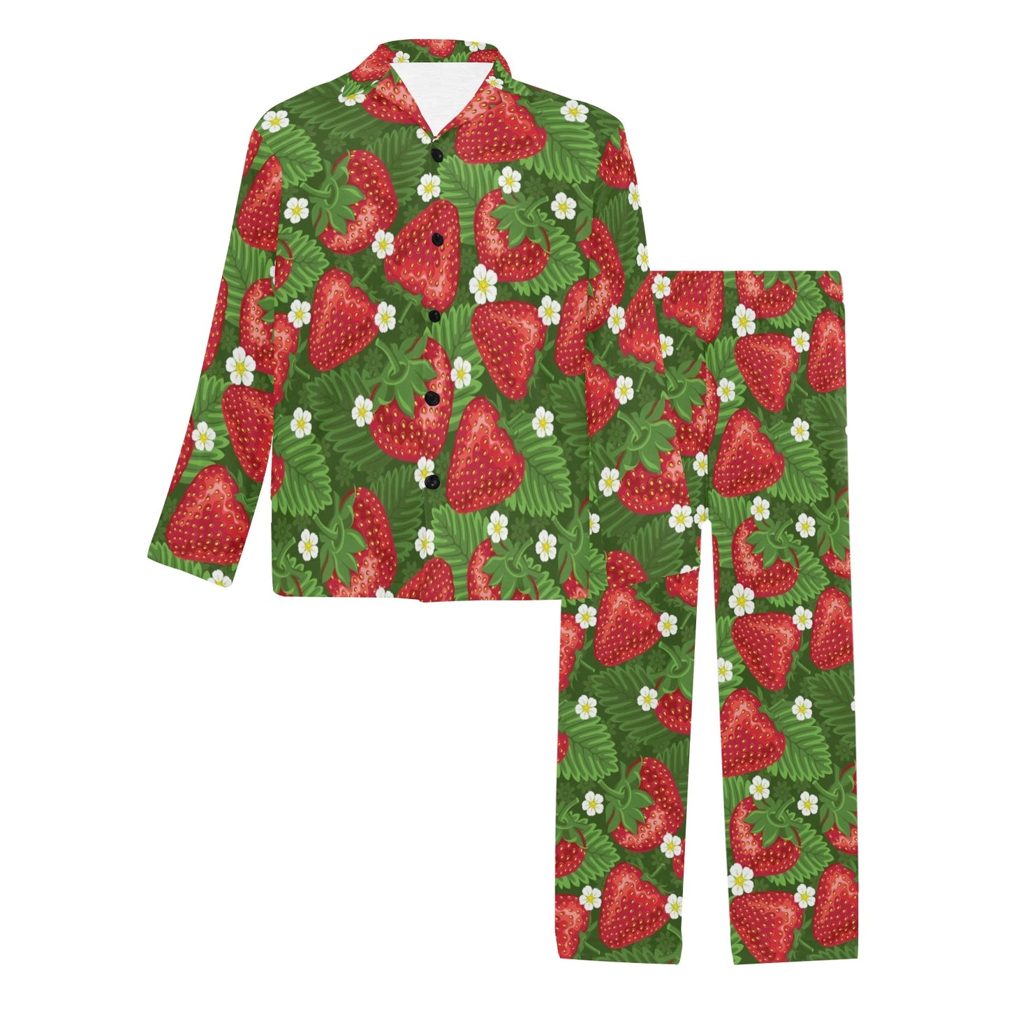 Strawberry Pattern Print Design SB05 Men's Long Pajama Set