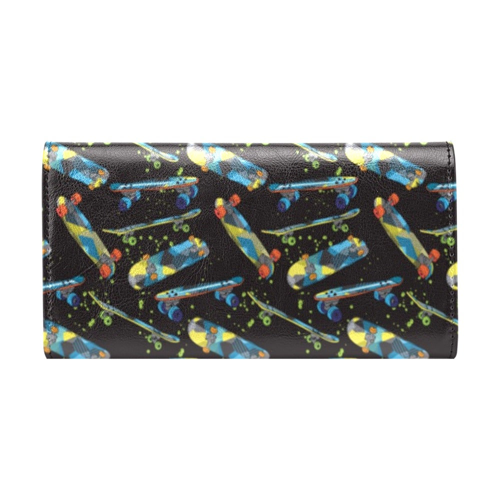 Skateboard Print Design LKS305 Women's Trifold Wallet