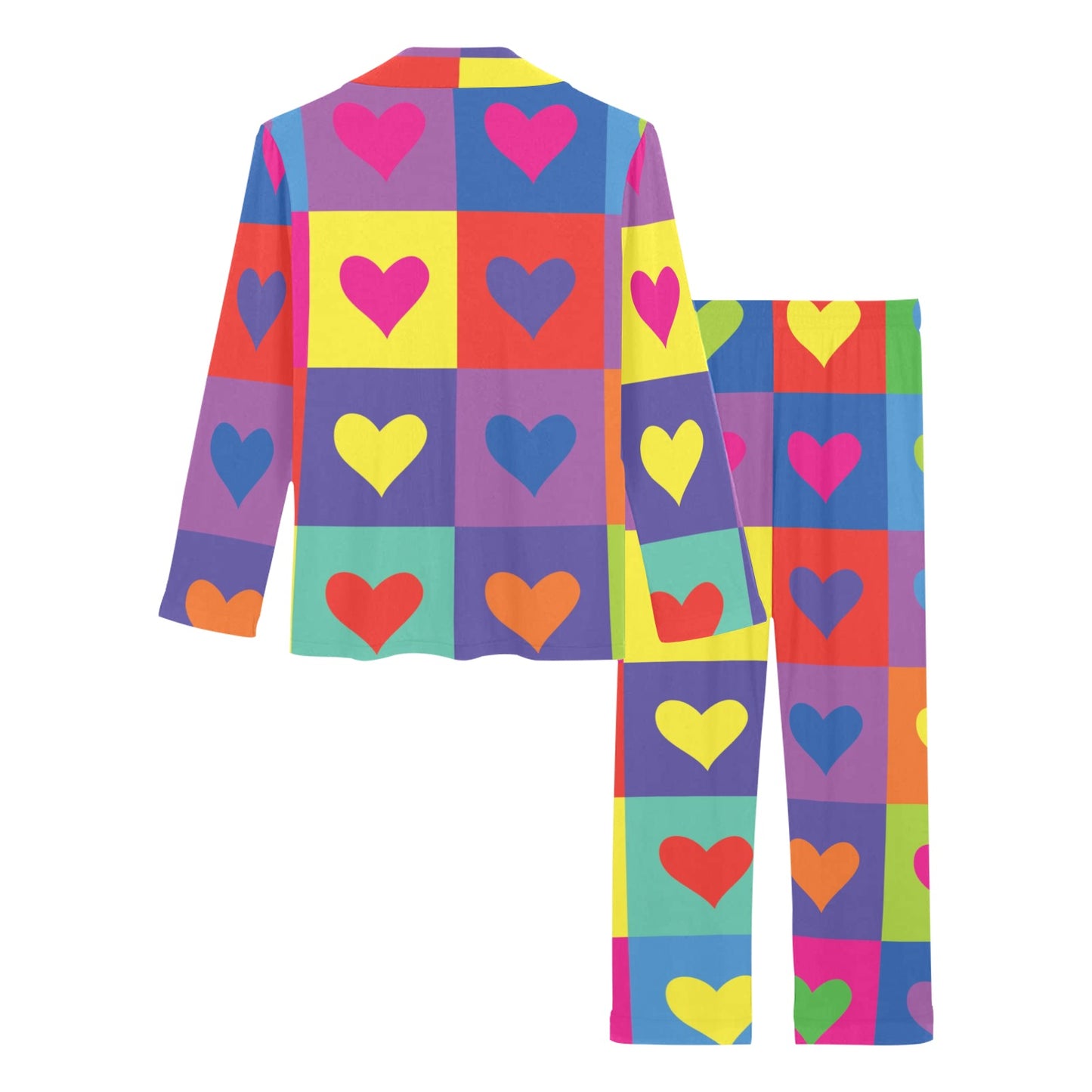 Pop Art Heart Pattern Print Design A01 Women's Long Pajama Set