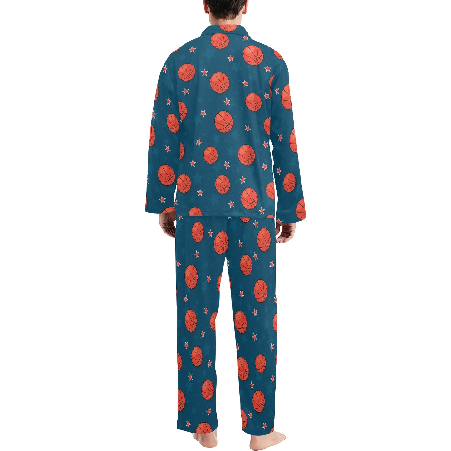 Basketball Pattern Print Design 02 Men's Long Pajama Set