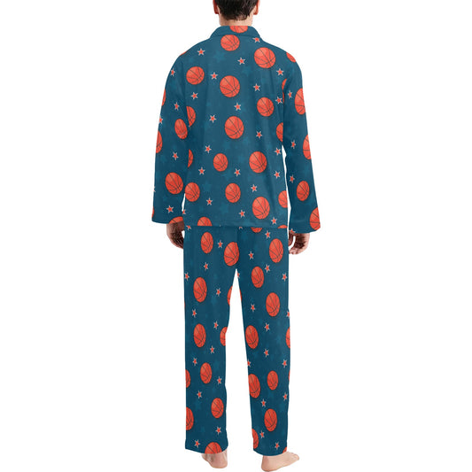 Basketball Pattern Print Design 02 Men's Long Pajama Set