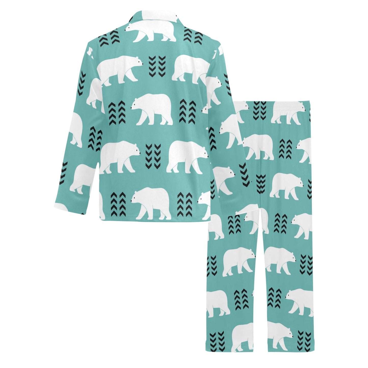Polar Bear Pattern Print Design A05 Men's Long Pajama Set