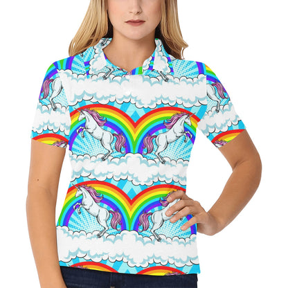 Unicorn Rainbow Women's Polo Shirt