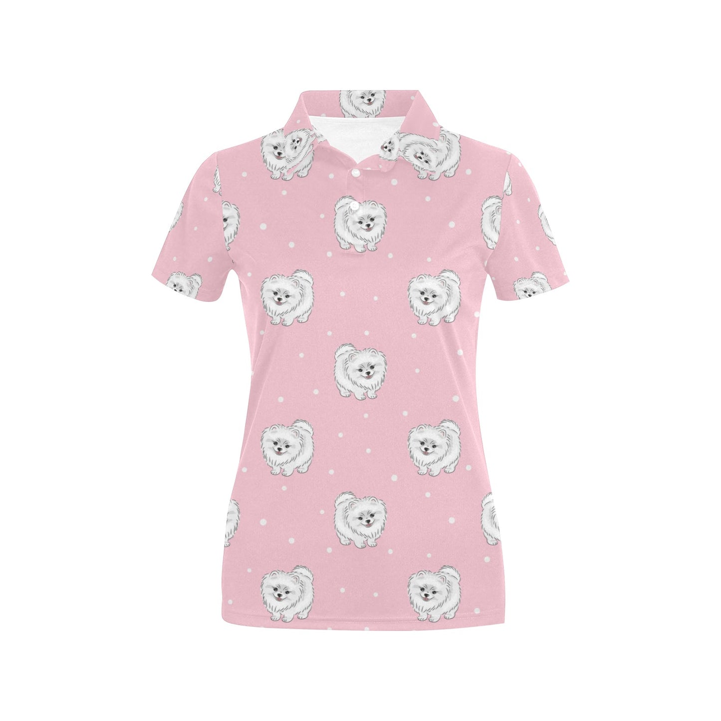 Pomeranians Pattern Print Design A02 Women's Polo Shirt