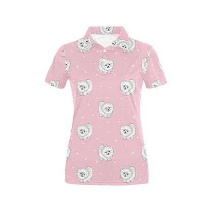 Pomeranians Pattern Print Design A02 Women's Polo Shirt