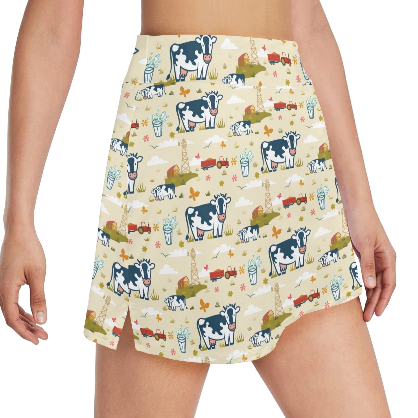 Cow Farm Design Print 17" Golf & Pickleball Skort with Pockets