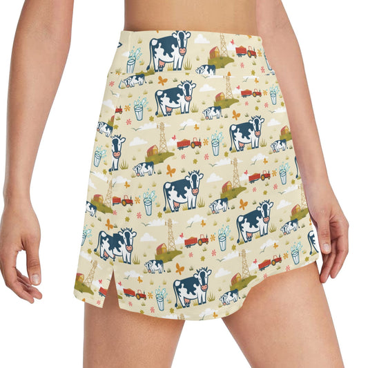 Cow Farm Design Print 17" Golf & Pickleball Skort with Pockets