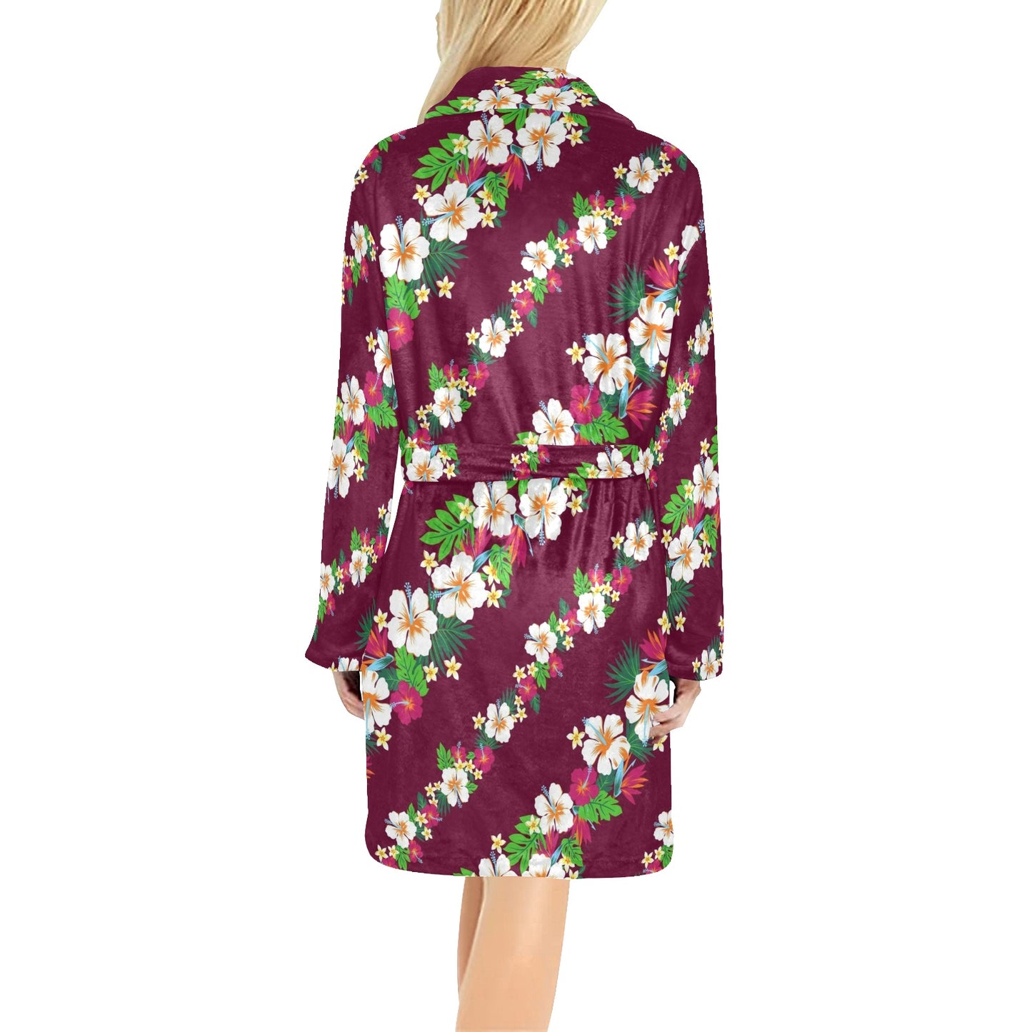 Hawaiian Themed Pattern Print Design H06 Women's Fleece Robe