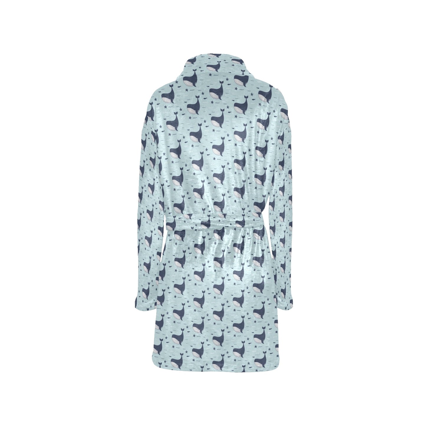 Whale Cute Design Themed Print Women's Fleece Robe