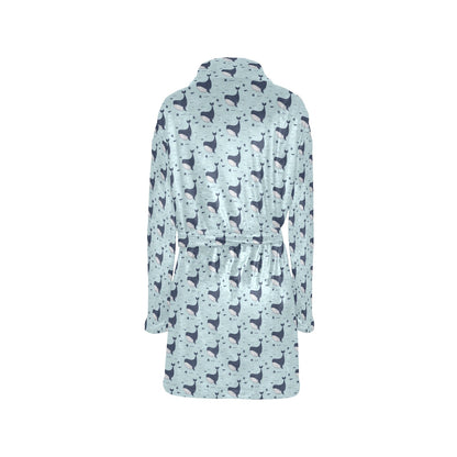Whale Cute Design Themed Print Women's Fleece Robe