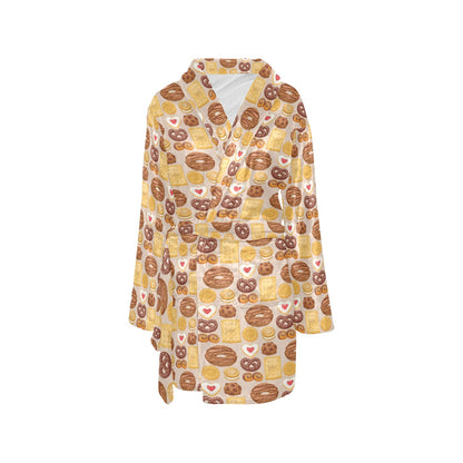 Cookie Pattern Print Design 02 Women's Fleece Robe
