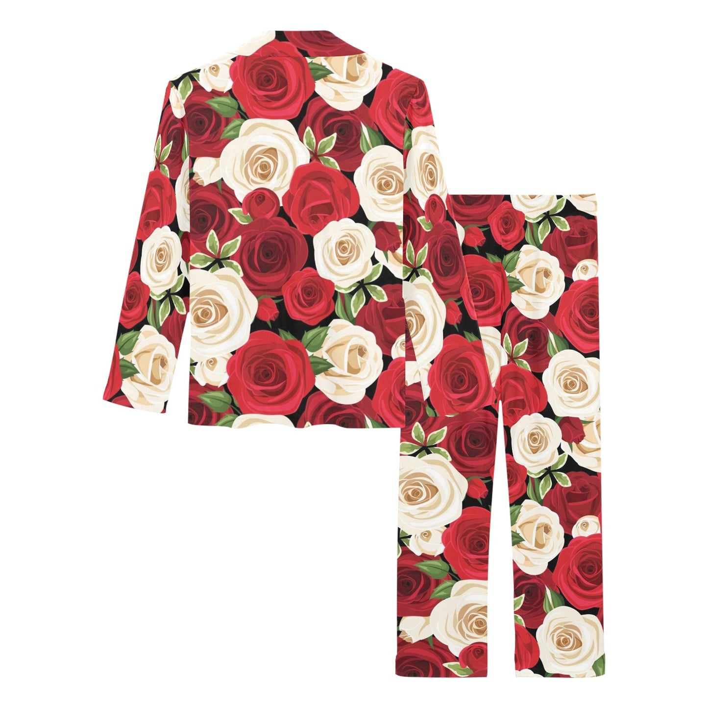 Rose Pattern Print Design RO06 Women's Long Pajama Set