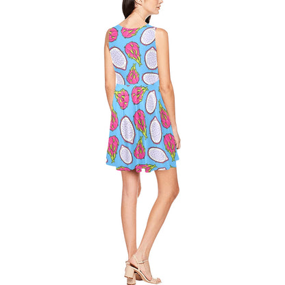 Dragonfruit Pattern Print Design DF04 Sleeveless Dress