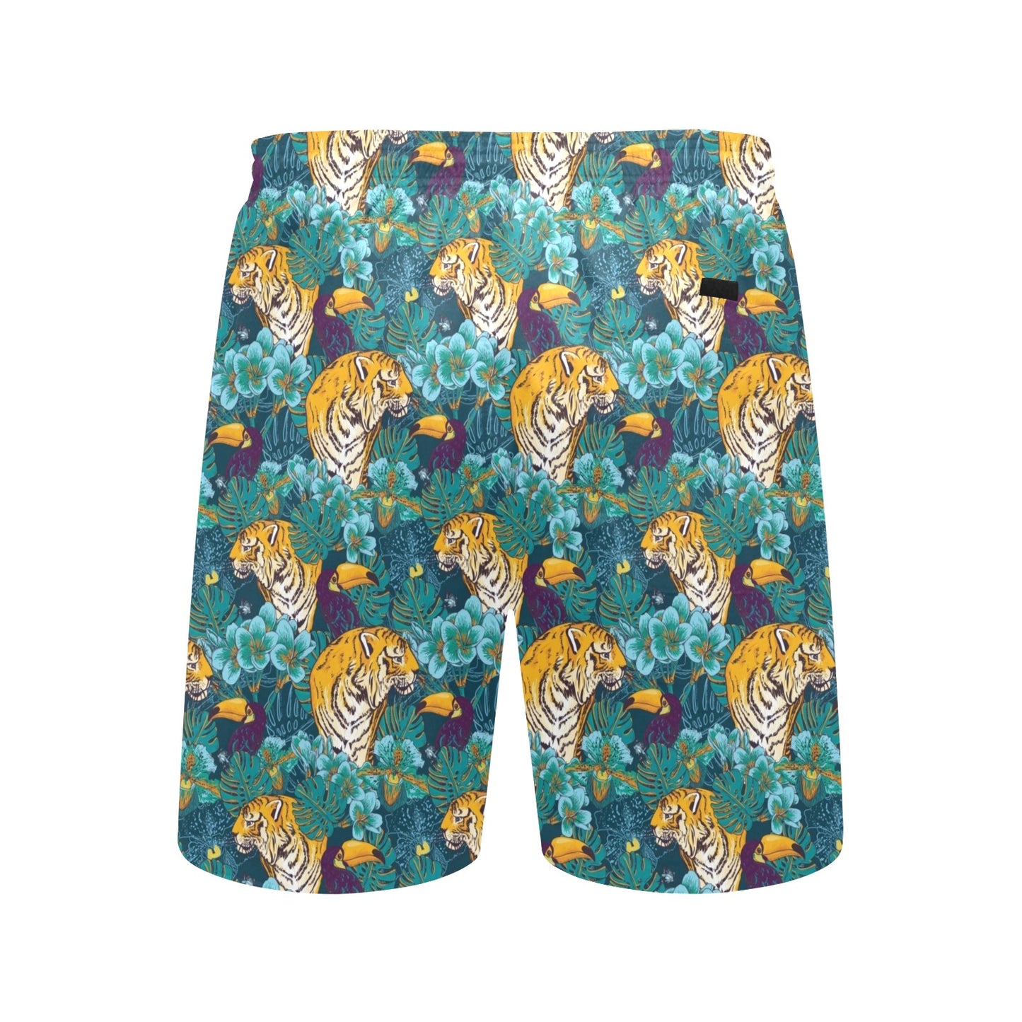 Tiger Tropical Print Design LKS301 Men's Swim Trunks Beach Shorts