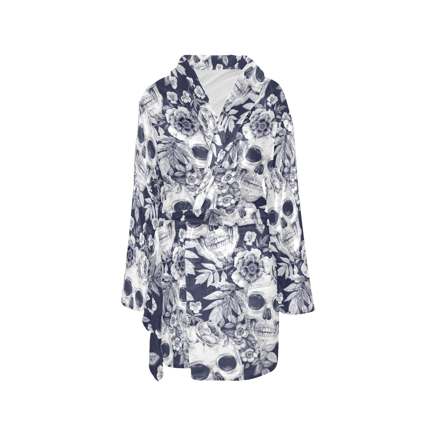 Skull Floral Beautiful Women's Fleece Robe