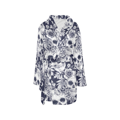 Skull Floral Beautiful Women's Fleece Robe