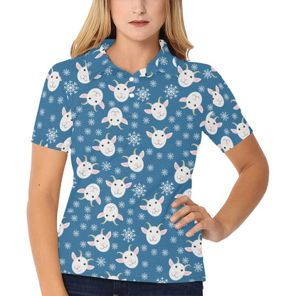 Goat Print Design LKS402 Women's Polo Shirt