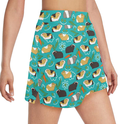 Guinea Pig Print Design LKS402 17" Golf & Pickleball Skort with Pockets