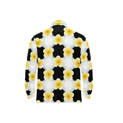 Plumeria Pattern Print Design A04 Long Sleeve Polo Shirt For Men's