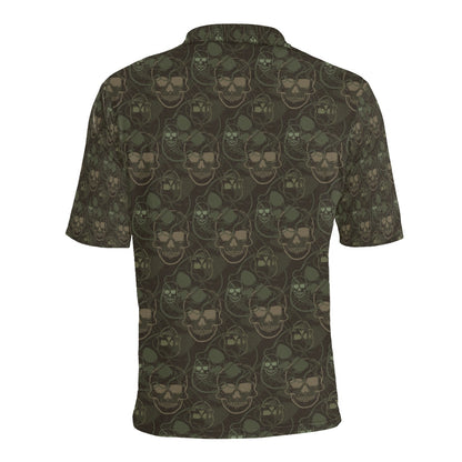Skull Camo Style Print Design LKS308 Men Polo Shirt