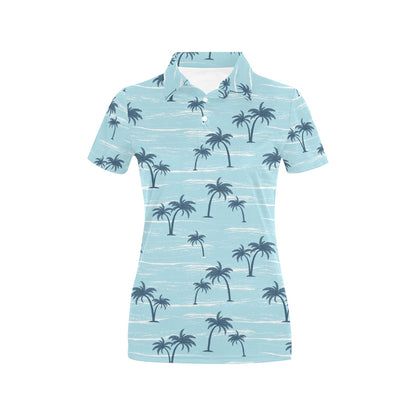Palm Tree Pattern Print Design PT04 Women's Polo Shirt