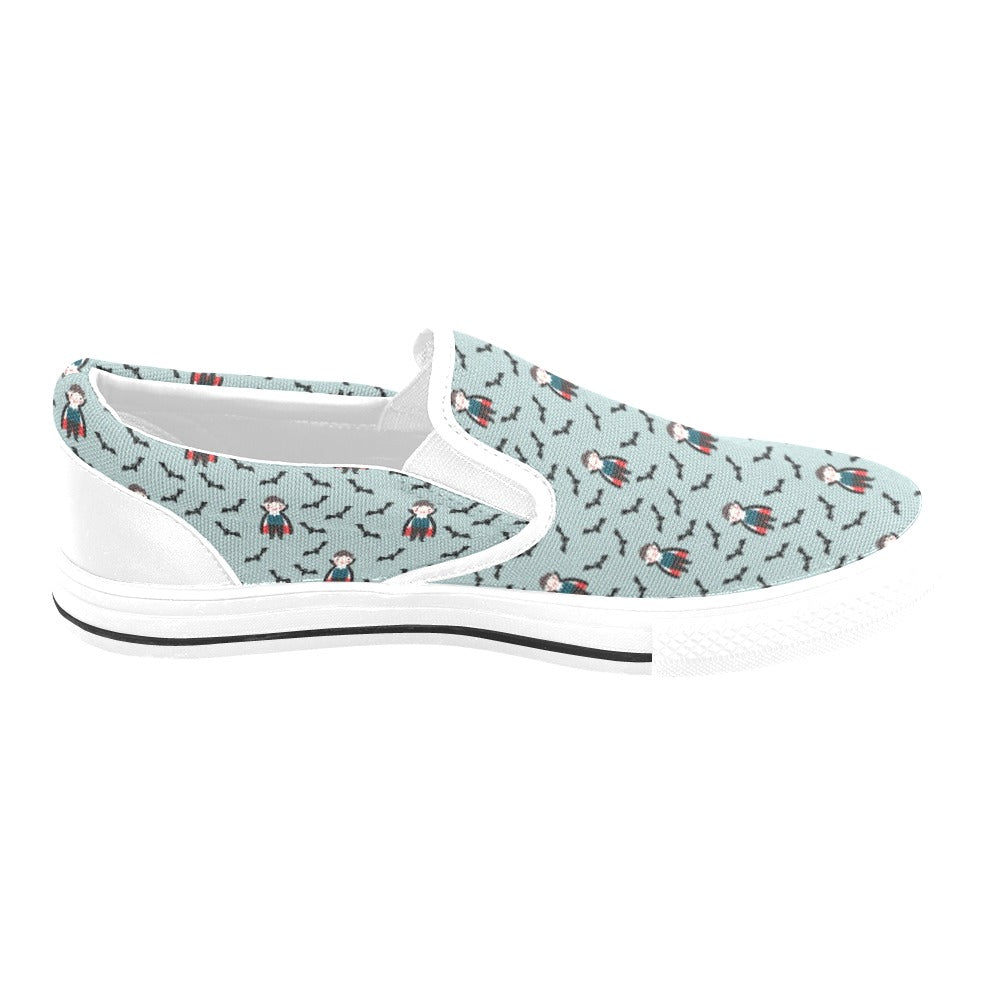 Vampire Print Design LKS304 White Slip Ons Canvas Women's Shoes
