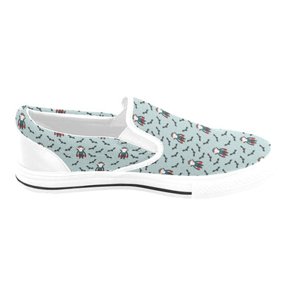 Vampire Print Design LKS304 White Slip Ons Canvas Women's Shoes