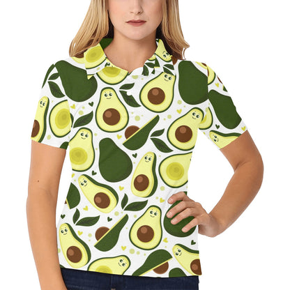 Avocado Pattern Print Design AC06 Women's Polo Shirt