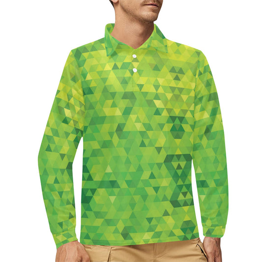 Geometric Print Design LKS402 Long Sleeve Polo Shirt For Men's