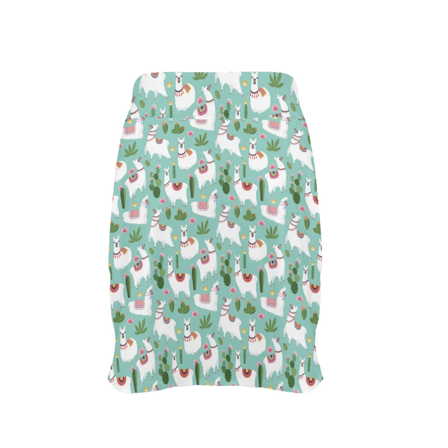 Llama with Cactus Themed Print 17" Golf & Pickleball Skort with Pockets