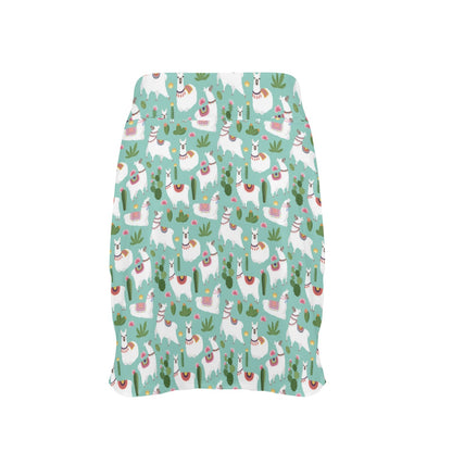 Llama with Cactus Themed Print 17" Golf & Pickleball Skort with Pockets