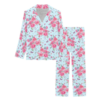 Camellia Pattern Print Design 01 Women's Long Pajama Set