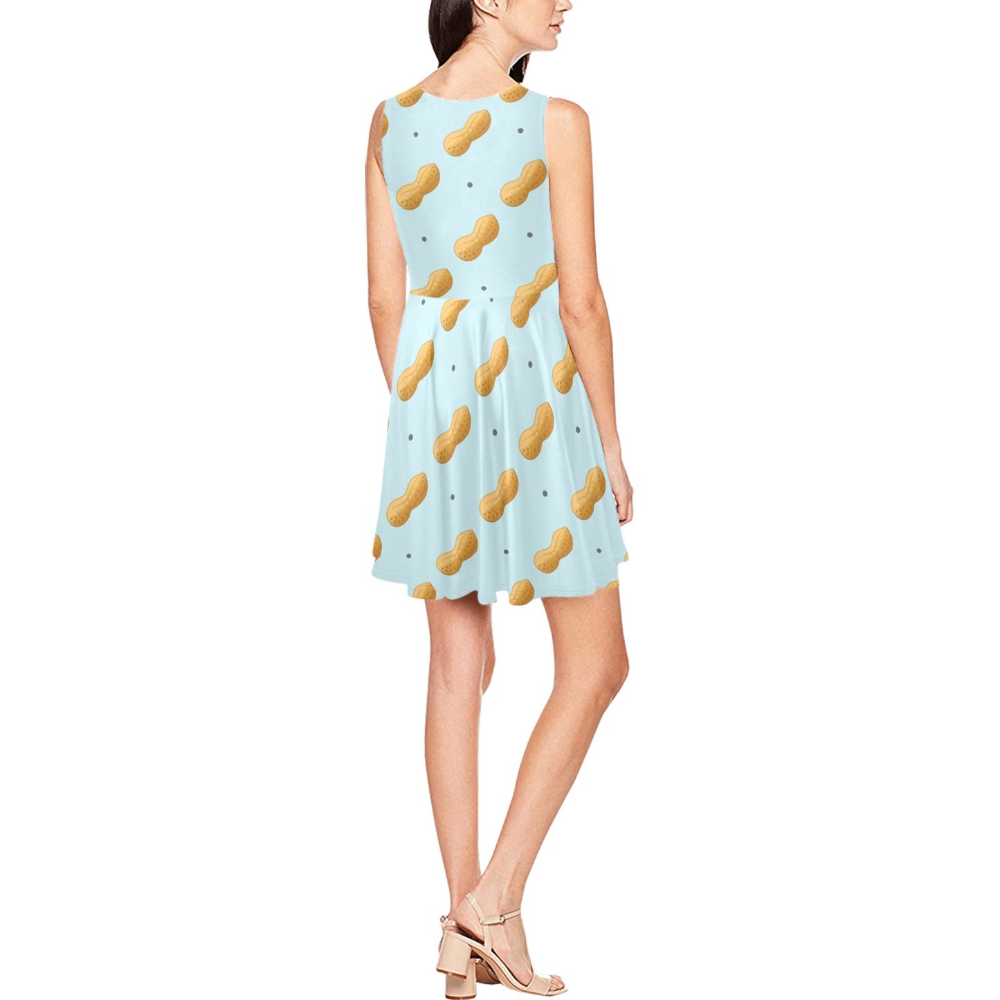 Peanut Pattern Print Design A03 Sleeveless Dress