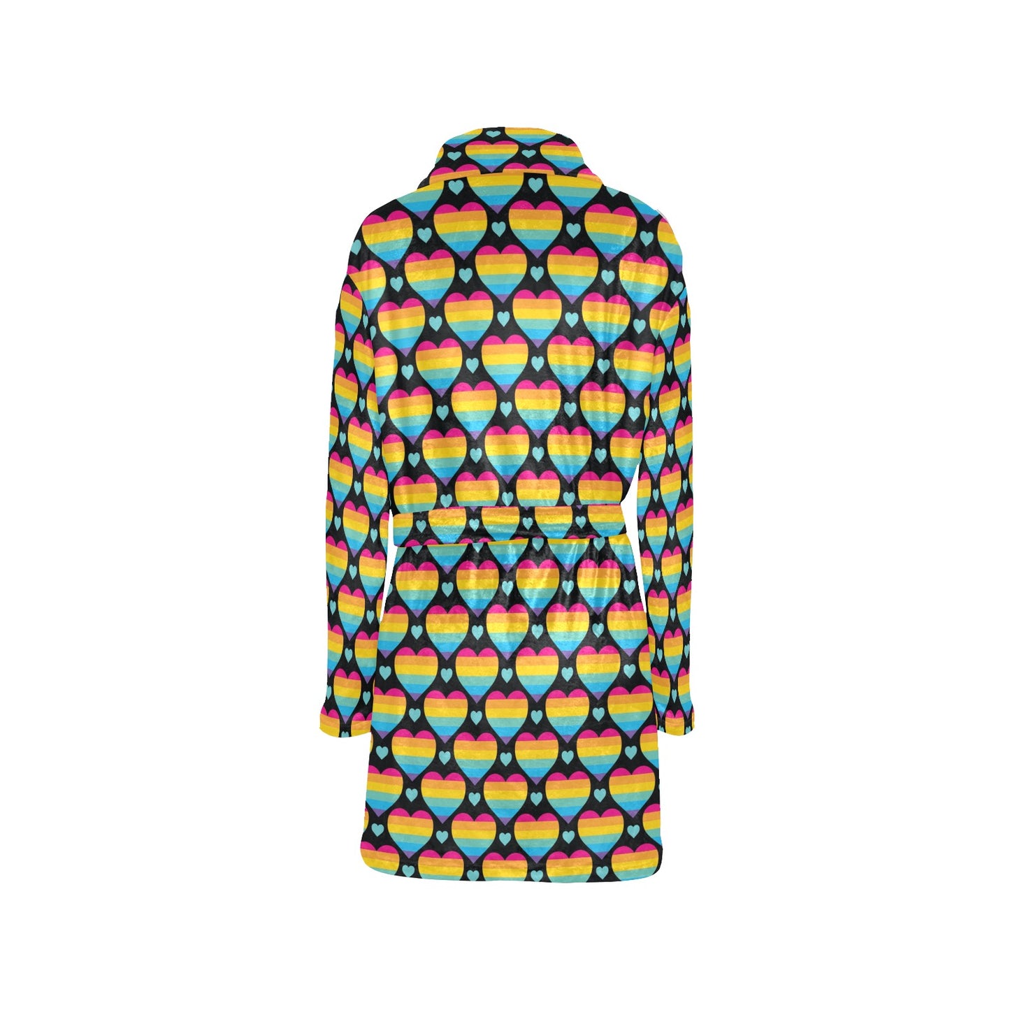 Rainbow Heart Print Pattern Women's Fleece Robe